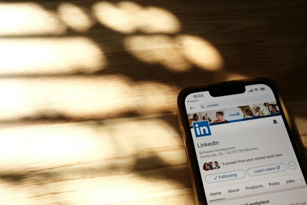 Close-up of Linkedin Page on Smartphone Screen